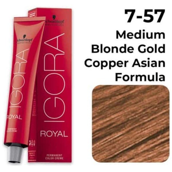 Schwarzkopf Igora Royal Hair Color 60ml 7 57 Medium Blonde Gold Copper