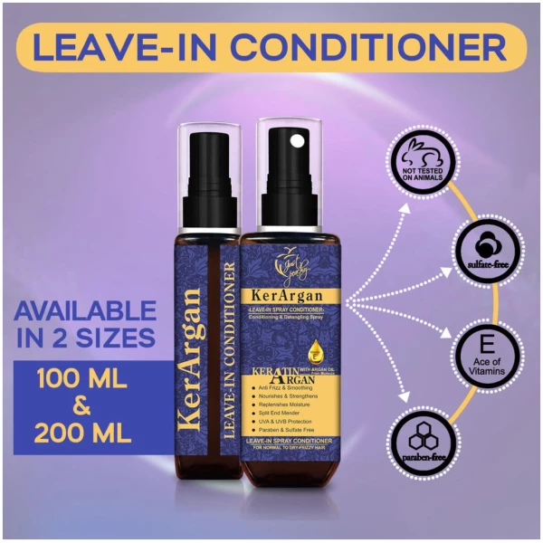 Just Peachy Kerargan Keratin Argan Oil Vitamin E Leave-In Moisture Spray Conditioner 100ml