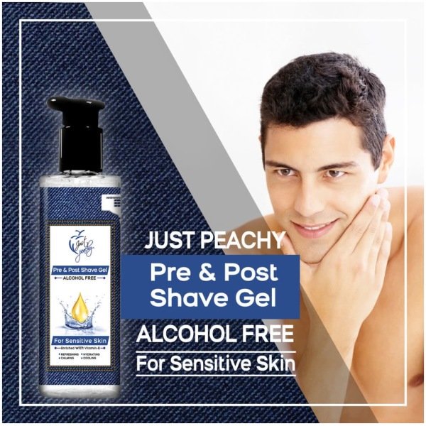 Just Peachy Alcohol-Free Aloe Vera Pre And Post Shave Gel Aftershave Gel For Sensitive Skin 250ml