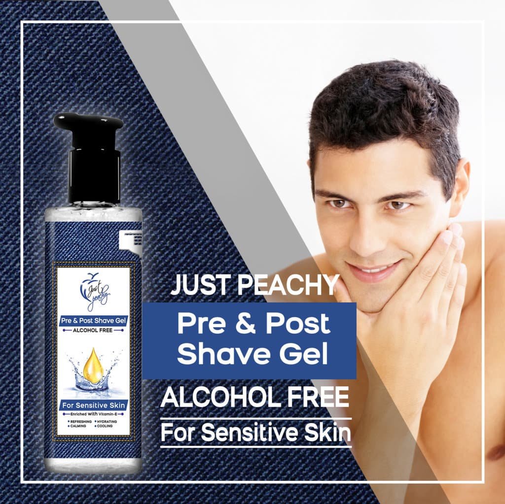 Just Peachy Alcohol-Free Aloe Vera Pre And Post Shave Gel Aftershave Gel For Sensitive Skin 250ml