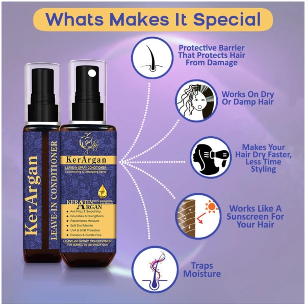 Just Peachy Kerargan Keratin Argan Oil Vitamin E Leave-In Moisture Spray Conditioner 100ml