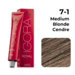 Schwarzkopf Igora Royal Hair Color, 7-1 Medium Blonde Cendre 60ml