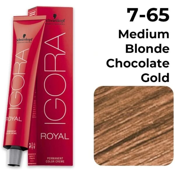 Schwarzkopf Igora Royal Hair Color, 7-65 Medium Blonde Chocolate Gold 60ml