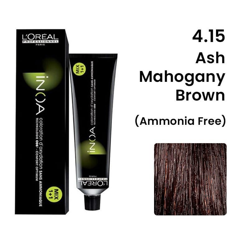 L'Oreal Inoa Ammonia Free Hair Color 60G 4.15 Ash Mahogany Brown