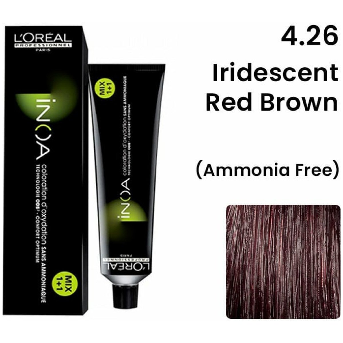 L'Oreal Inoa Ammonia Free Hair Color 60G 4.26 Iridescent Red Brown