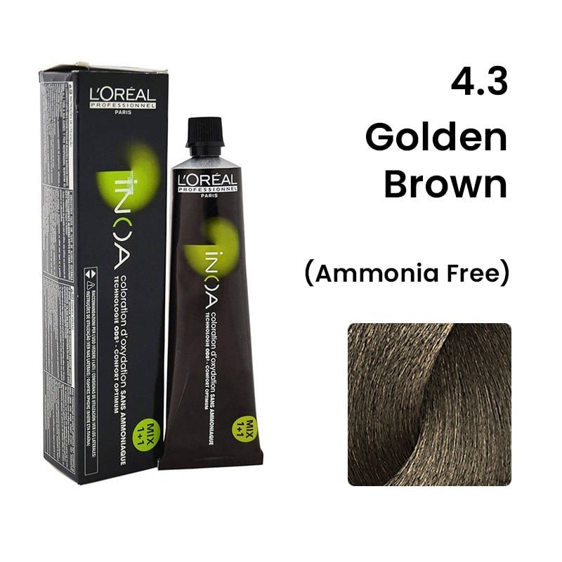 L'Oreal Inoa Ammonia Free Hair Color 60G 4.3 Golden Brown