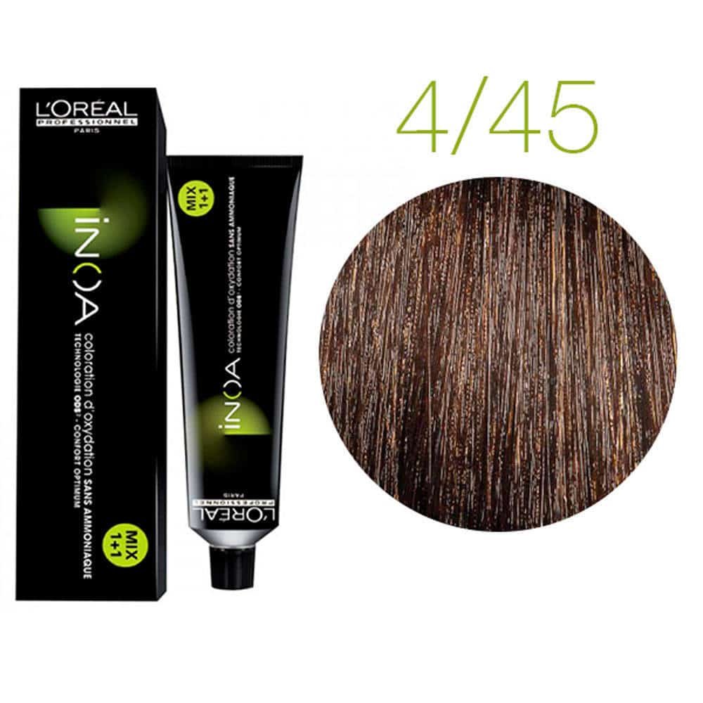 L'Oreal Inoa Ammonia Free Hair Color 60G 4.45 Copper Mahogany Brown