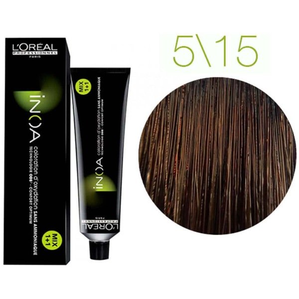 L'Oreal Inoa Ammonia Free Hair Color 60G 5.15 Light Ash Mahogany Brown