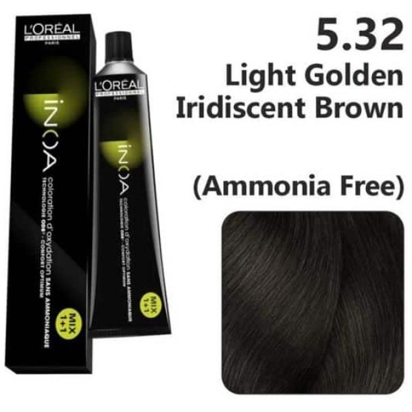 L'Oreal Inoa Ammonia Free Hair Color 60G 5.32 Light Golden Iridescent Brown