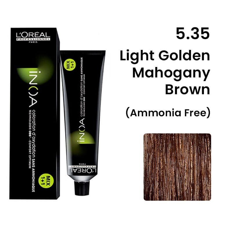 L'Oreal Inoa Ammonia Free Hair Color 60G 5.35 Light Golden Mahogany Brown