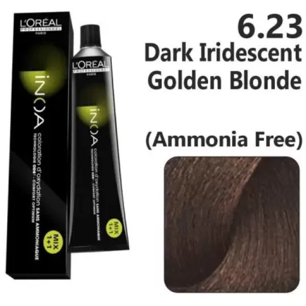 L'Oreal Inoa Ammonia Free Hair Color 60G 6.23 Dark Iridescent Golden Blonde