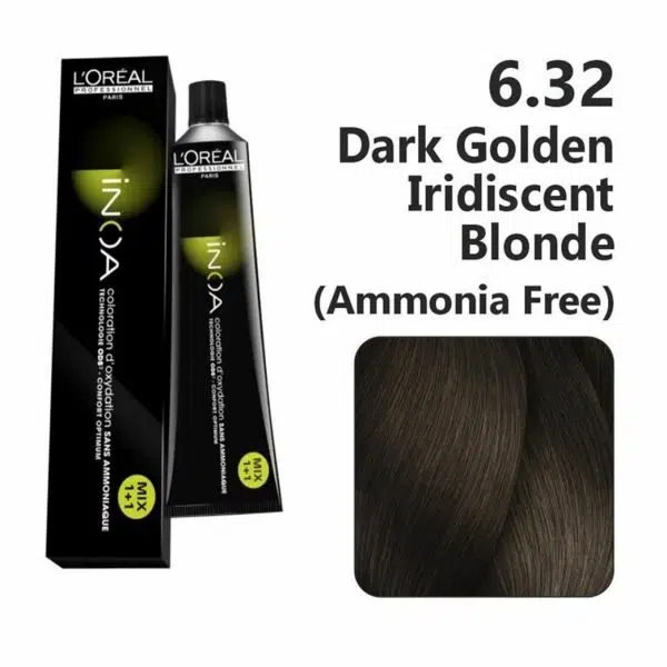 L'Oreal Inoa Ammonia Free Hair Color 60G 6.32 Dark Golden Iridiscent Blonde