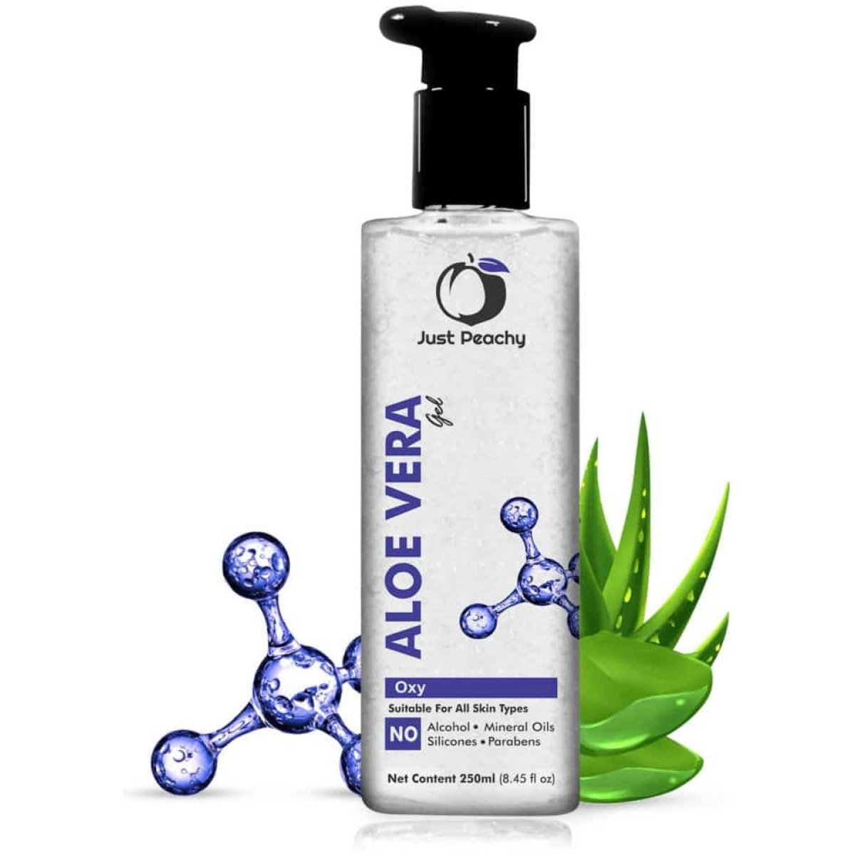 Just Peachy Oxy Aloe Vera Multipurpose Gel For Acne Scars And Glowing Skin Treatment 250ml