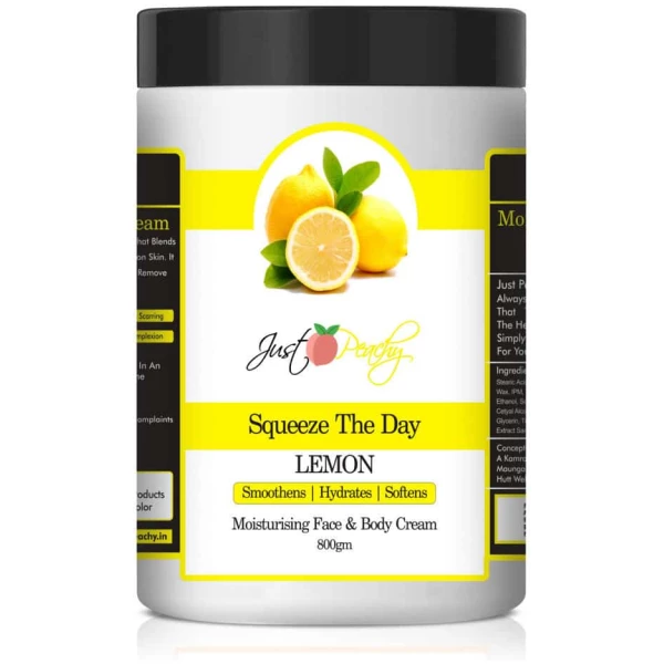 Just Peachy Squeeze The Day Lemon Face And Body Cream Enriched With Tea Tree And Almond Oil 800Gm