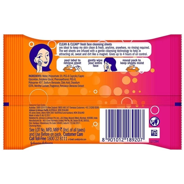 Clean And Clear Facial Wipes 20 Pieces