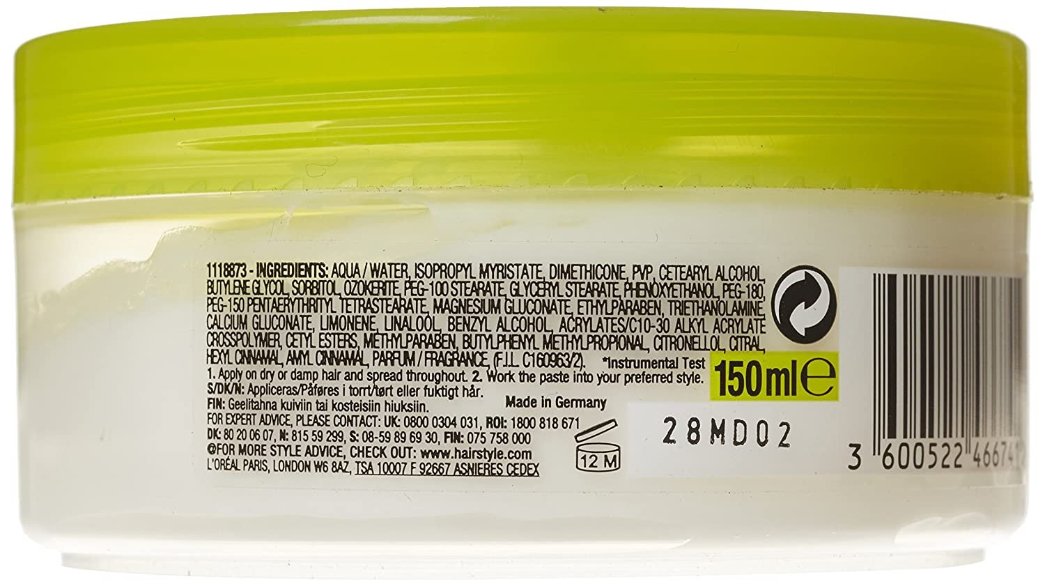 L'Oreal Paris Studio Line 5-Mineral And Control 24H Strong Hold Gel-Paste 150ml
