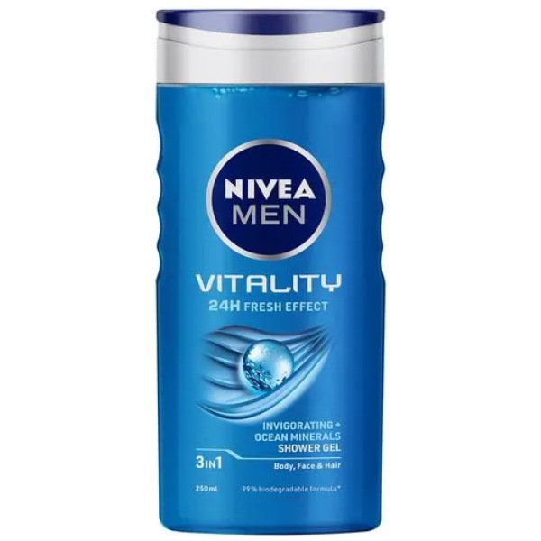 Nivea Men Shower Gel Vitality Fresh For Body ,Face & Hair 250Ml