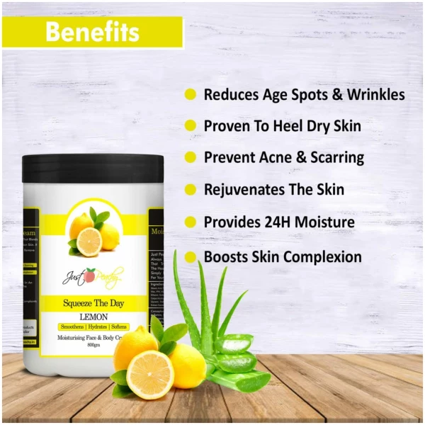Just Peachy Squeeze The Day Lemon Face And Body Cream Enriched With Tea Tree And Almond Oil 800Gm