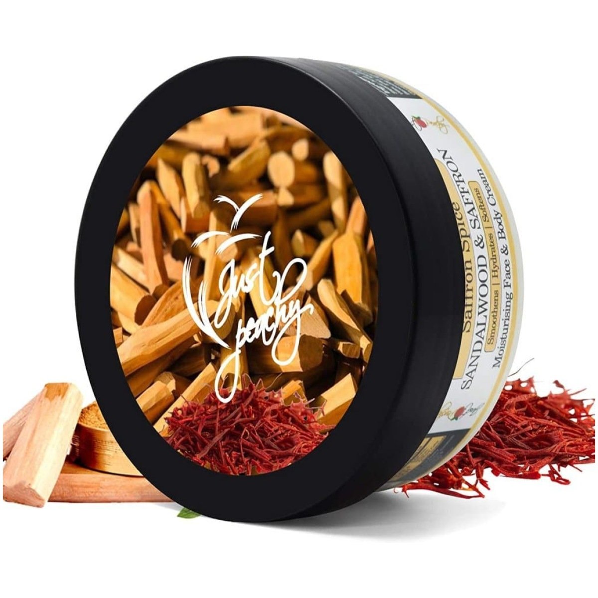 Just Peachy Saffron Spice Sandalwood Face And Body Cream Enriched With Tea Tree And Almond Oil 200Gm