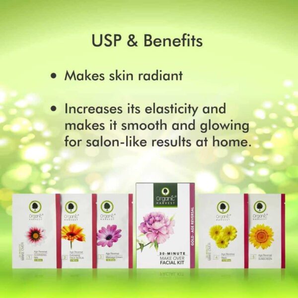 Organic Harvest 30 Minute Make Over Age Reversal Gold Facial Kit - Image 3