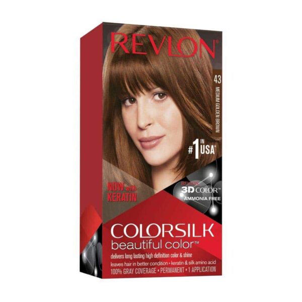 Revlon Colorsilk Beautiful 3D Color Ammonia Free Permanent 43 Medium Golden Brown (40Ml+40Ml+11.8Ml)