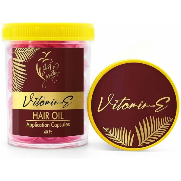 Just Peachy Advanced Care Vitamin-E And Aloevera Hair Oil Application Capsule 60 Capsules Pink