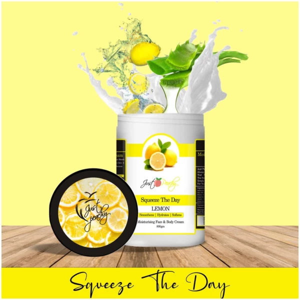 Just Peachy Squeeze The Day Lemon Face And Body Cream Enriched With Tea Tree And Almond Oil 800Gm