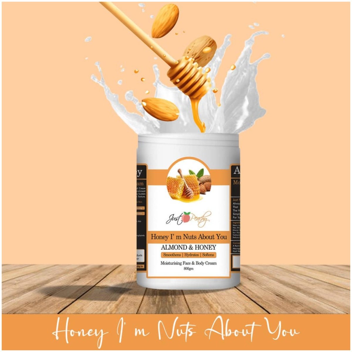 Just Peachy Honey Im Nuts About You Honey And Almond Face And Body Cream Enriched With Tea Tree And Sunflower Oil 800Gm