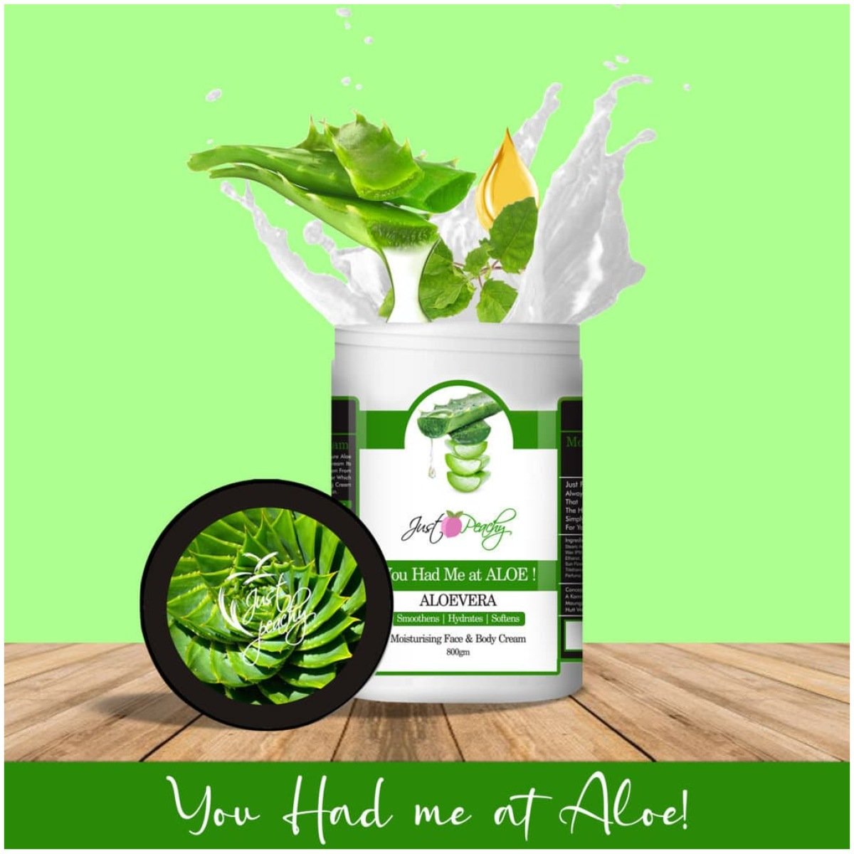 Just Peachy"You Had Me At Aloe!" Aloevera Face And Body Cream Enriched With Tulsi And Sunflower Oil 800Gm