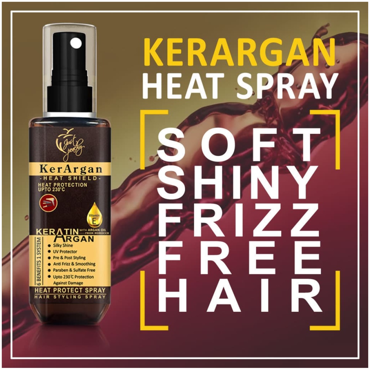 Just Peachy KerArgan Keratin + Argan Oil Vitamin E Heat Protect Spray 100ml