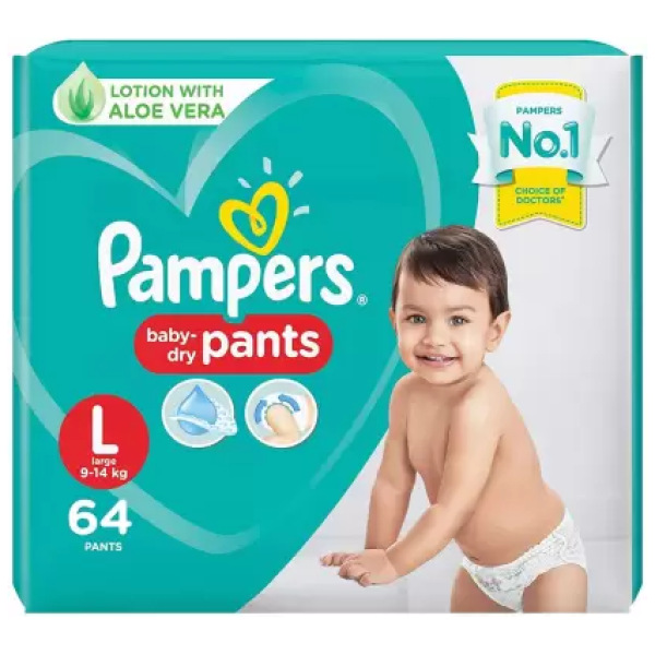 Pampers Baby Dry Pants Diapers, L Size 64 Count