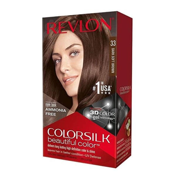 Revlon Colorsilk Beautiful 3D Color Ammonia Free Permanentr 33 Dark Soft Brown (40Ml+40Ml+11.8Ml)