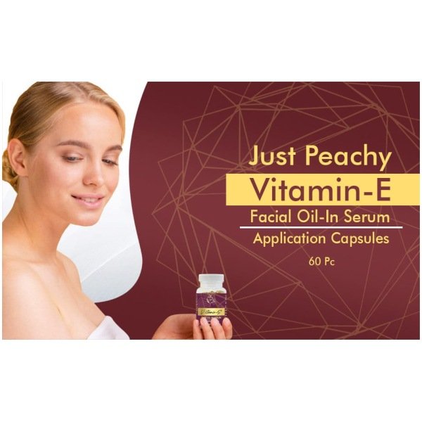 Just Peachy Vitamin E And Aloe-Vera Face Serum Soft-Gel Facial Application Capsule 60 Capsules Pink