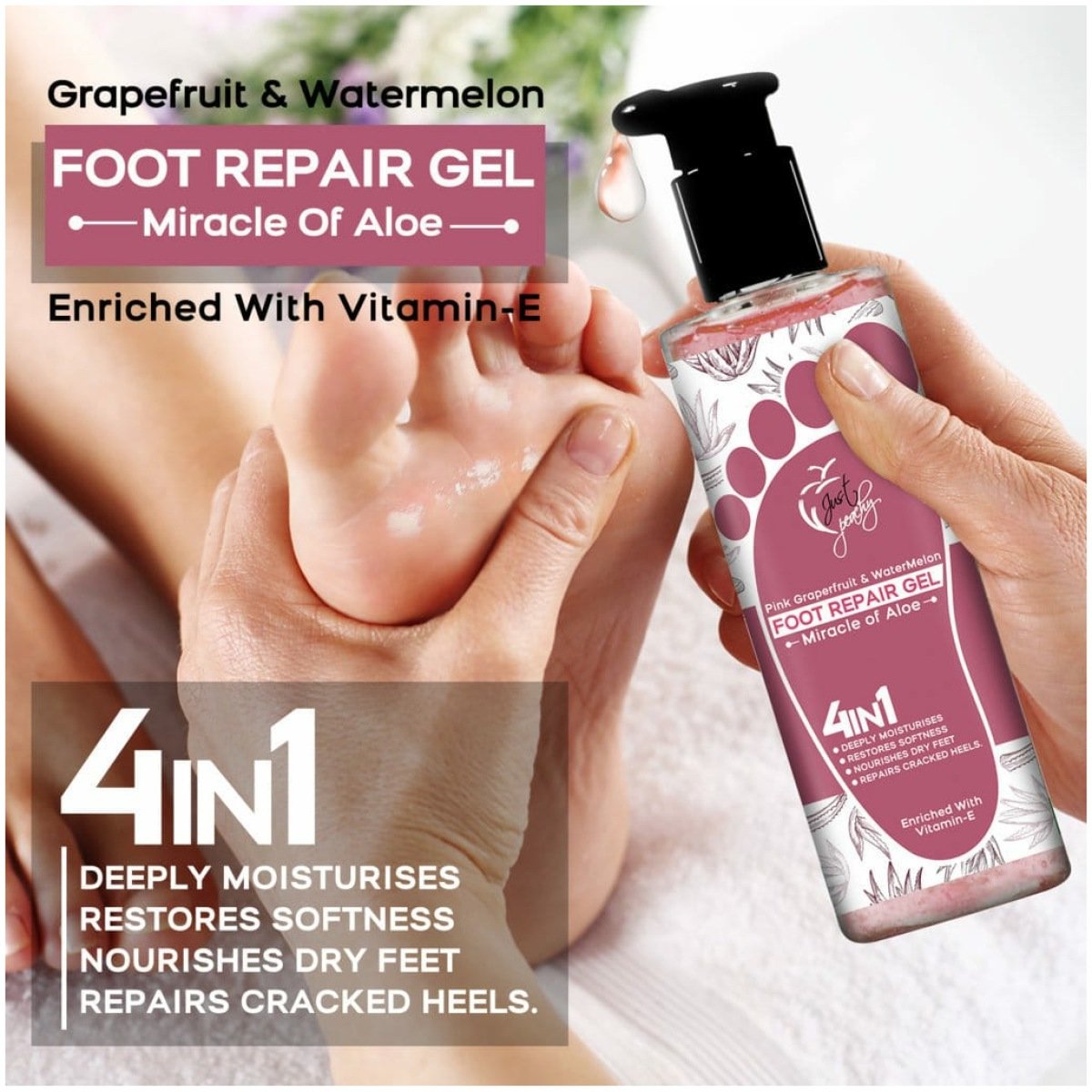 Just Peachy Miracle of Aloe Foot Repair Gel Enriched With Grapefruit & Watermelon 250ml