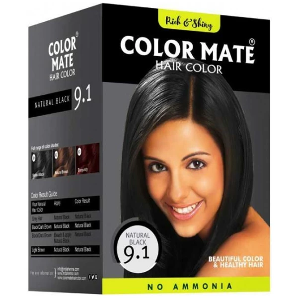 Colormate Hair Color 9.1 Natural Black 150G