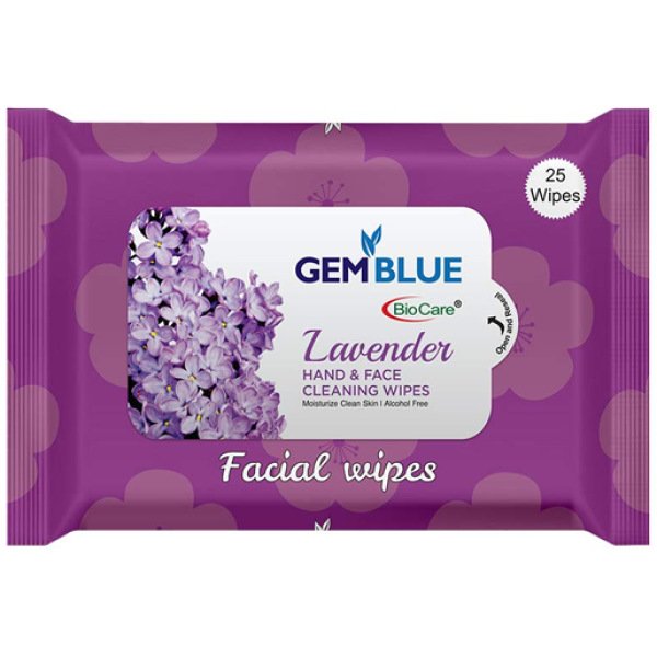 Gemblue Biocare Lavender Wet Wipes 25Pc