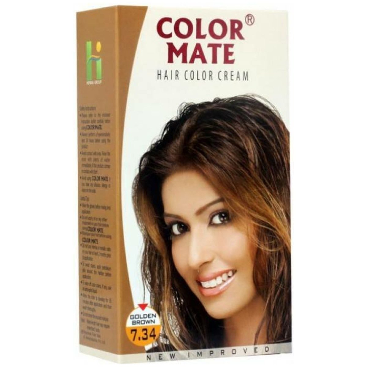 COLOR MATE HAIR COLOR CREAM 7.34 (GOLDEN BROWN) 60ML