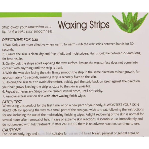 Cameleon Waxing Strips Face Underarms Aloe Vera Flavor Pack Of 20 - Image 2