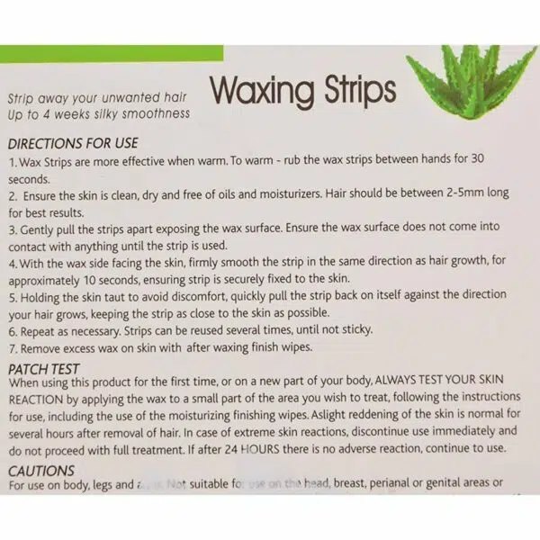 Cameleon Waxing Strips Face Underarms Aloe Vera Flavor Pack Of 20 - Image 2