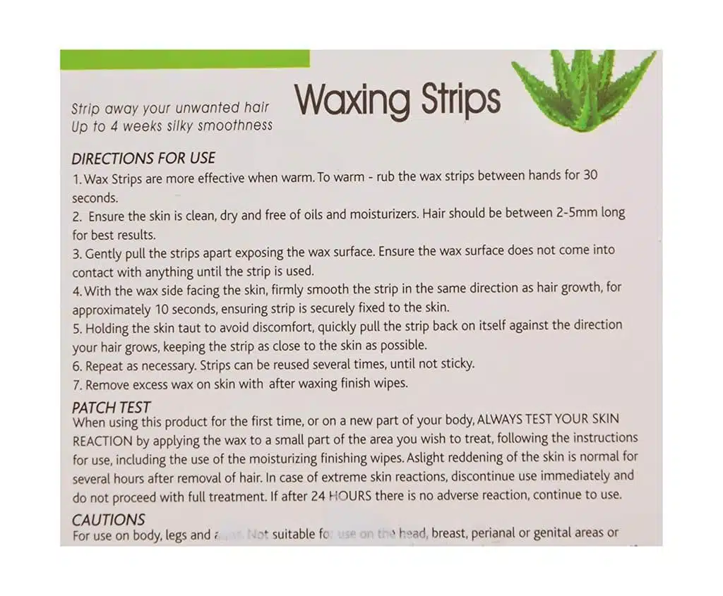 Cameleon Waxing Strips Face Underarms Aloe Vera Flavor Pack Of 20 - Image 2