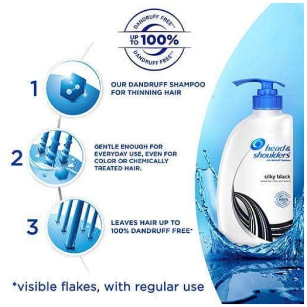 Head And Shoulders Silky Black Anti-Dandruff Shampoo 650Ml - Image 4