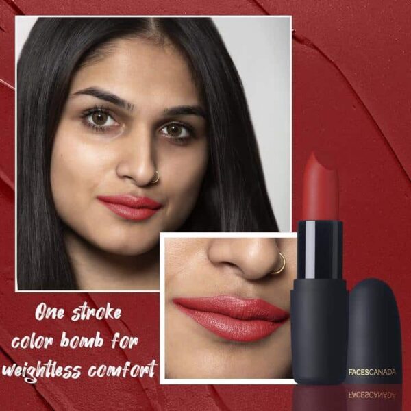 Faces Canada Weightless Matte Finish Lipstick Bombshell Red 09 4Gm - Image 6