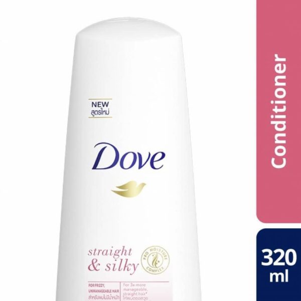 Dove Straight And Silky Conditioner 320Ml - Image 2