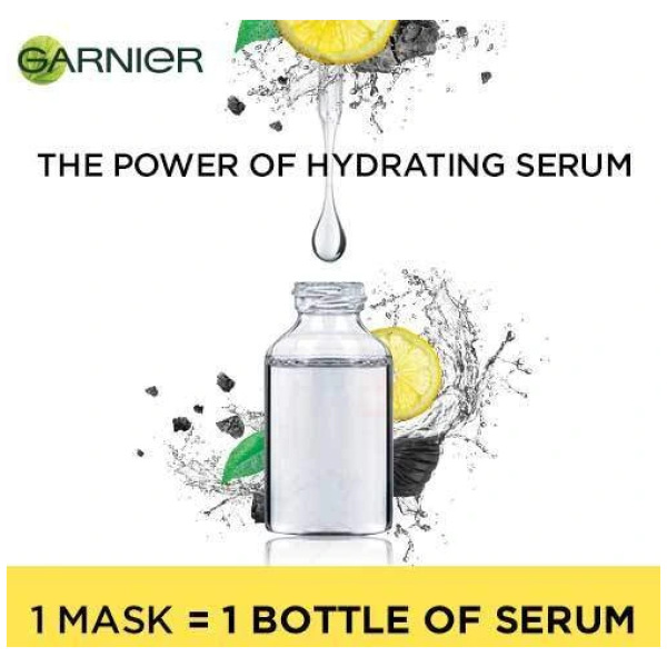 GARNIER Skin Naturals Sheet Mask Pack of 3 (2 Charcoal + 1 Light Complete)  