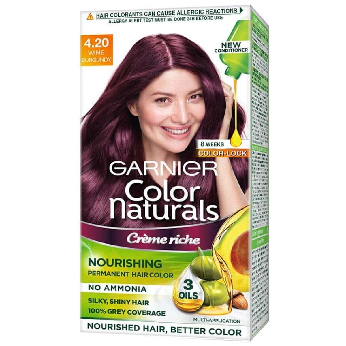 Garnier Color Naturals Creme Riche Hair Color 4.20 Wine Burgundy (70Ml+60G)