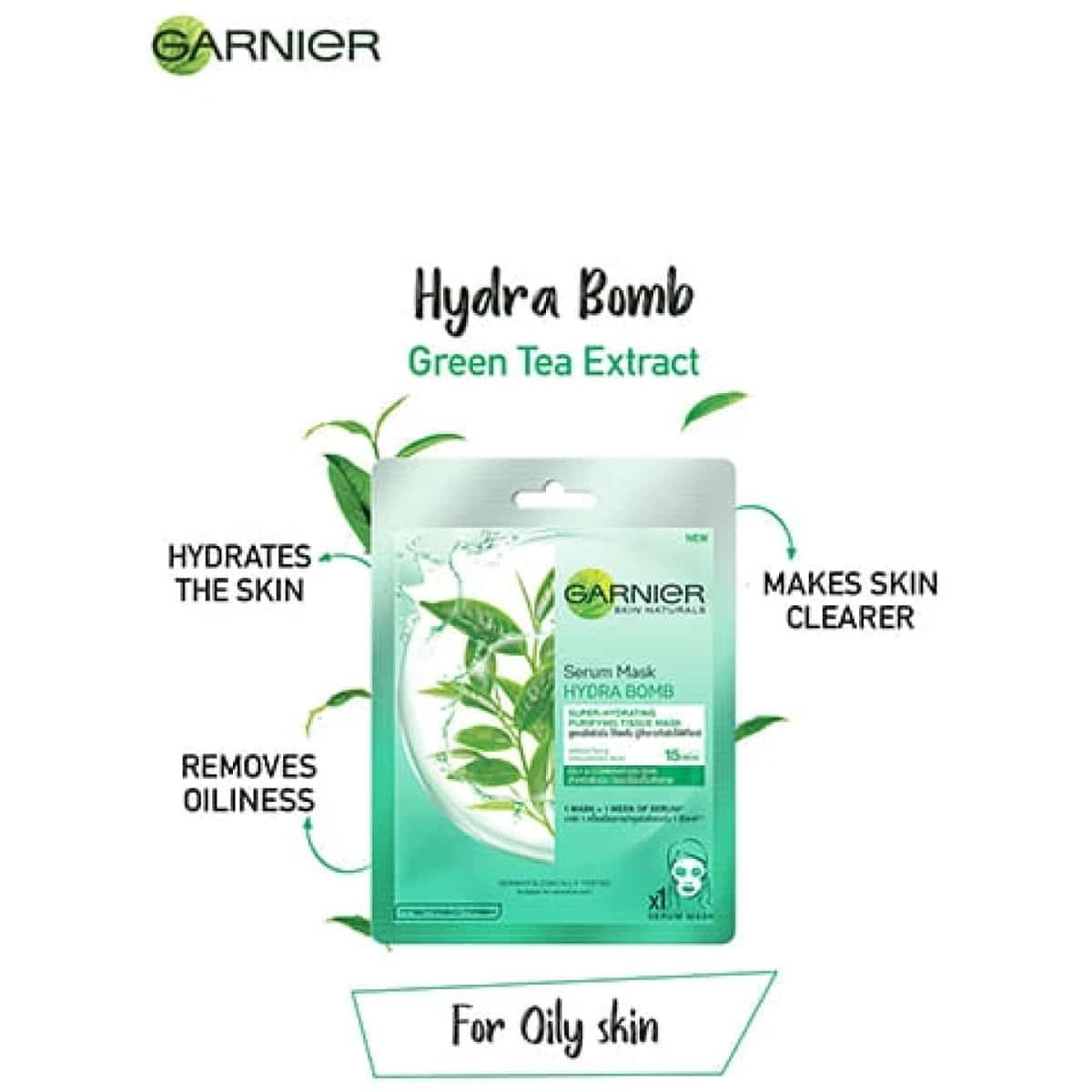 Garnier skin Naturals Hydra Bomb Green Tea Serum Sheet Mask 32g