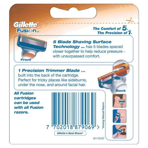 Gillette Fusion Manual Shaving Razor Blades 4S Pack Cartridge - Image 2