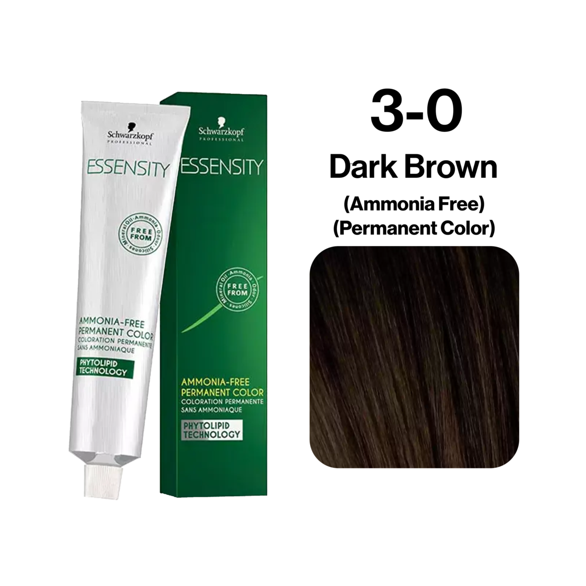 Schwarzkopf Essensity Ammonia Free Hair Color, 3-0 Dark Brown 60ml