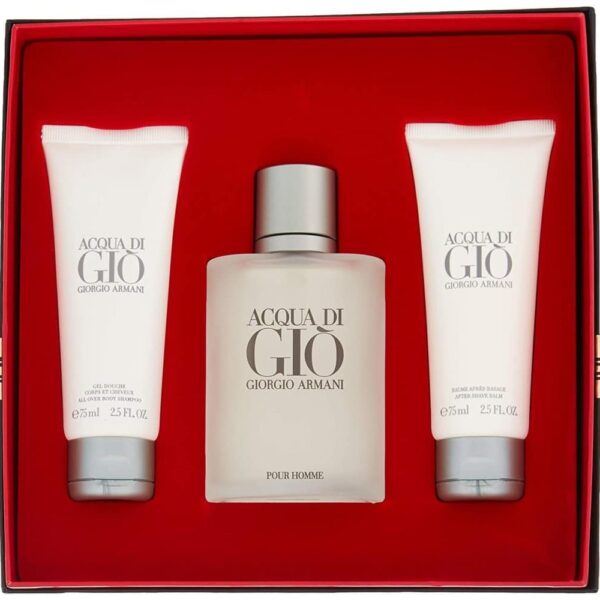 Giorgio Armani Acqua Di Gio Gift Set For Men (EDT Perfume 100 ml+All Over Body Shampoo 75 ml +After Shave Balm 75 ml)