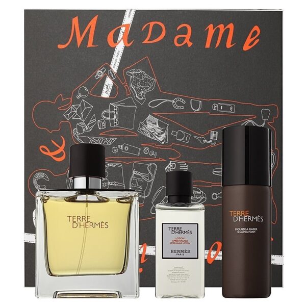 Hermes Terre D Hermes Gift Set For Men (75ml Edp + After Shave Lotion + Shaving Foam )